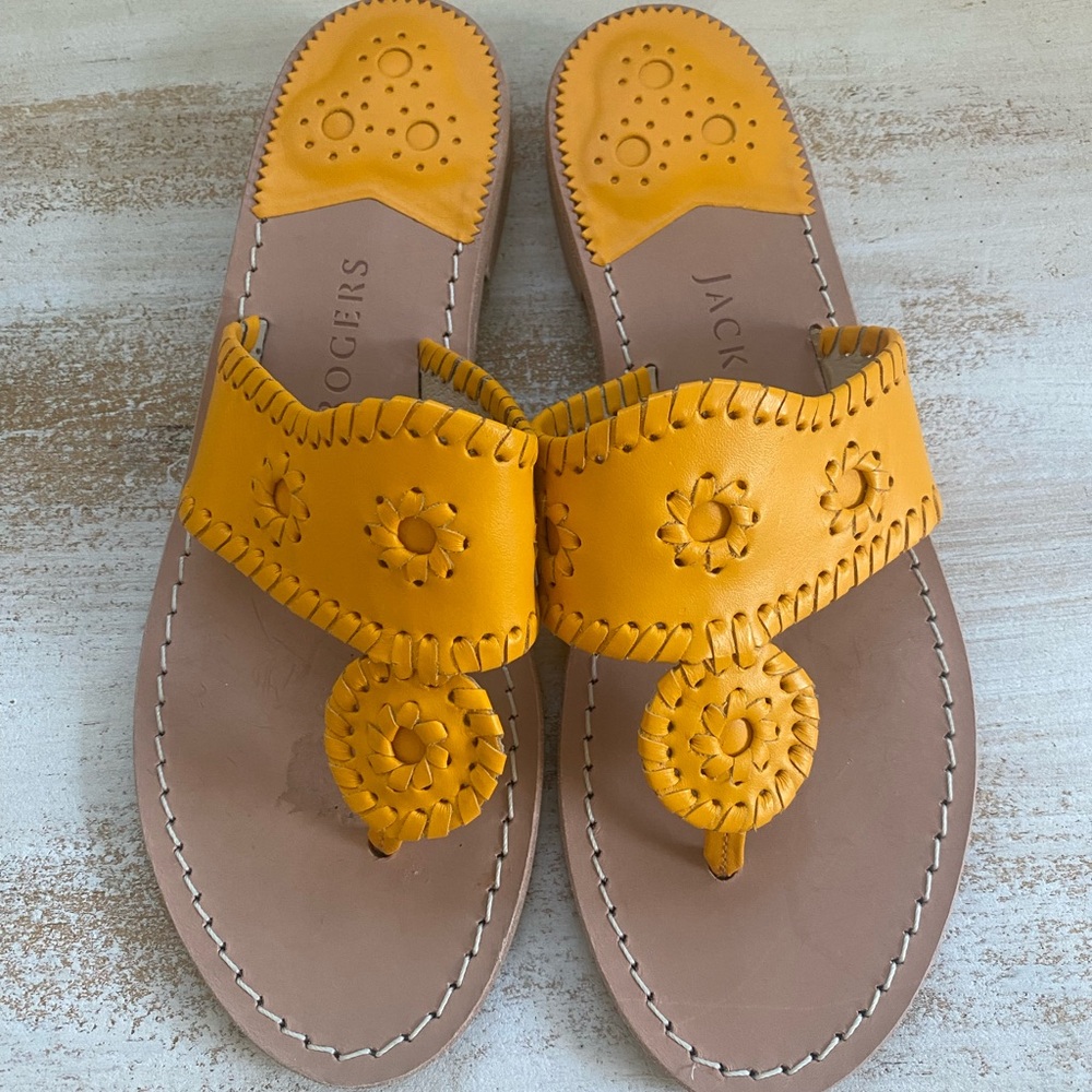 Jack Rogers Mustard Floral Sandals